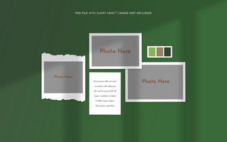 Realistic and minimalist moodboard polaroid photo paper frame mockup psd
