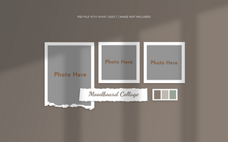 Realistic and minimalist moodboard polaroid photo paper frame mockup psd