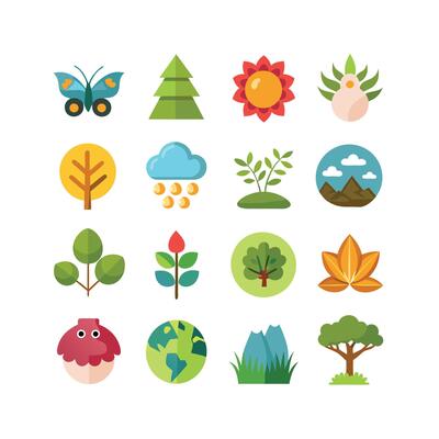 Nature Icon Set Collection Illustration