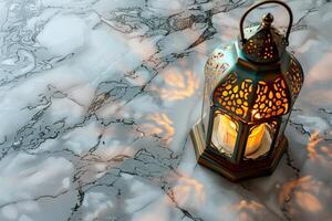 Arabic vintage lanterns for Ramadan wishing. Arabic shining lamps. photo