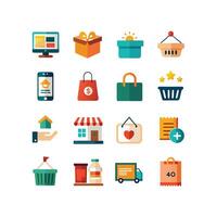 Retail and Shopping Icon Set Collection Illustration vector