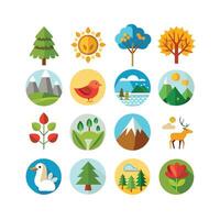 Nature Icon Set Collection Illustration vector