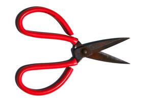 Red Handled Metal Scissors on White Background Isolated - High-Resolution Stock Photo for Design and Craft Projects