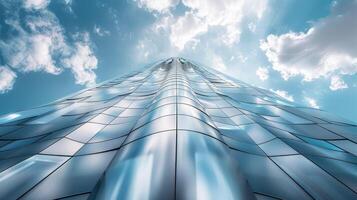 Contemporary skyscraper with unique geometric patterns photo