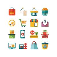 Retail and Shopping Icon Set Collection Illustration vector