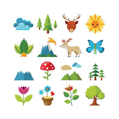Nature Icon Set Collection Illustration
