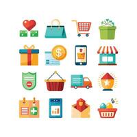 Retail and Shopping Icon Set Collection Illustration vector