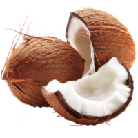 Coconut fruit with cut in half isolated on transparent background With clipping path.3d render png