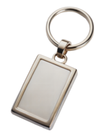 Silver blank key chain tag with key ring, cut out - stock png. png