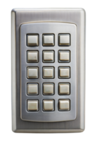 Stainless steel keypad with twenty buttons for security system access, cut out - stock png. png