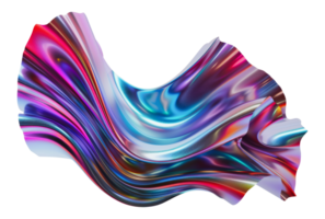 Iridescent abstract liquid flowing in a digitally rendered form png