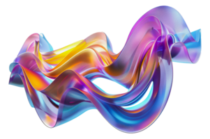 Iridescent multicolored abstract form flowing through white space png