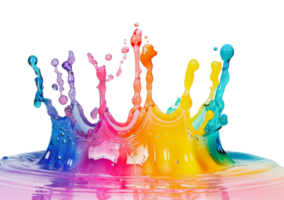 Colorful liquid splashing and creating a rainbow effect, cut out - stock png. png