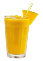 Refreshing mango smoothie with straw and garnish, cut out - stock png. png