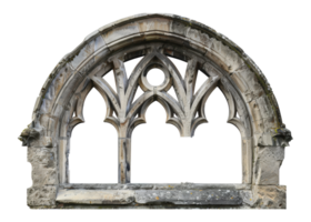 Stone arch window in a medieval structure, cut out - stock png. png