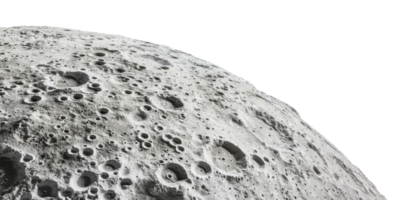 Close up view of the moon's surface showing craters and texture, cut out - stock png. png
