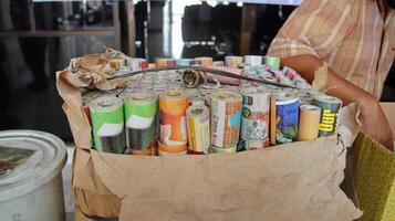 Traditional firecrackers made of paper rolls photo
