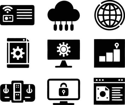 set of technology icon. technology, digital, background, business, network, data, abstract, futuristic, information vector