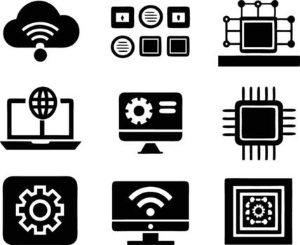 set of technology icon. technology, digital, background, business, network, data, abstract, futuristic, information vector