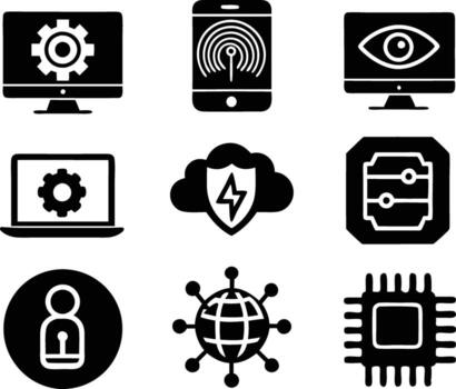 set of technology icon. technology, digital, background, business, network, data, abstract, futuristic, information vector