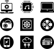 set of technology icon. technology, digital, background, business, network, data, abstract, futuristic, information vector