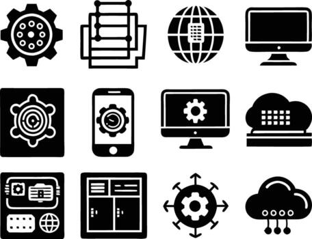 set of technology icon. technology, digital, background, business, network, data, abstract, futuristic, information vector