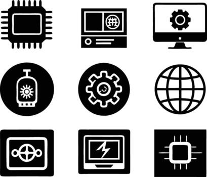 set of technology icon. technology, digital, background, business, network, data, abstract, futuristic, information vector
