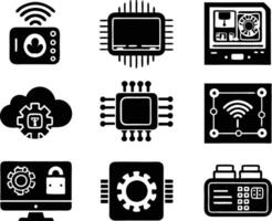 set of technology icon. technology, digital, background, business, network, data, abstract, futuristic, information vector