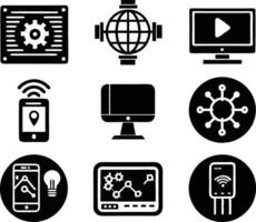set of technology icon. technology, digital, background, business, network, data, abstract, futuristic, information vector