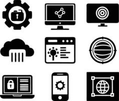 set of technology icon. technology, digital, background, business, network, data, abstract, futuristic, information vector
