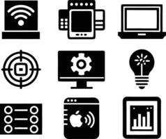 set of technology icon. technology, digital, background, business, network, data, abstract, futuristic, information vector