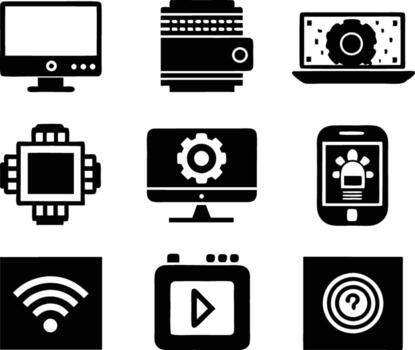 set of technology icon. technology, digital, background, business, network, data, abstract, futuristic, information vector