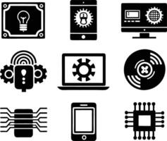 set of technology icon. technology, digital, background, business, network, data, abstract, futuristic, information vector
