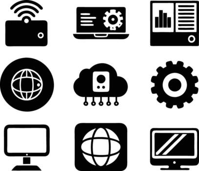 set of technology icon. technology, digital, background, business, network, data, abstract, futuristic, information vector