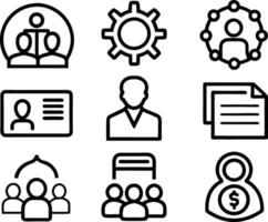set of management icon illustration. enterprise, analysis, businessman, web, strategy, workplace, safety, communication, solution, worker vector