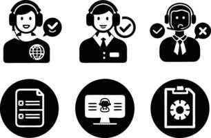 set of Customer service and support icon. support, service, help, business, customer, technology, call, online, contact vector