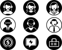 set of Customer service and support icon. support, service, help, business, customer, technology, call, online, contact vector