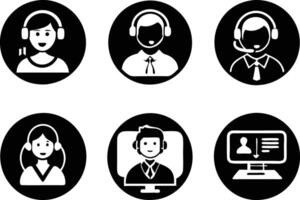 set of Customer service and support icon. support, service, help, business, customer, technology, call, online, contact vector