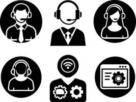 set of Customer service and support icon. support, service, help, business, customer, technology, call, online, contact vector