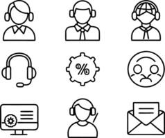 set of Customer service and support icon. support, service, help, business, customer, technology, call, online, contact vector