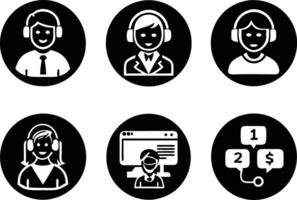 set of Customer service and support icon. support, service, help, business, customer, technology, call, online, contact vector