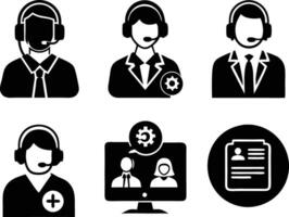 set of Customer service and support icon. support, service, help, business, customer, technology, call, online, contact vector