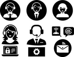 set of Customer service and support icon. support, service, help, business, customer, technology, call, online, contact vector