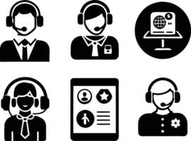 set of Customer service and support icon. support, service, help, business, customer, technology, call, online, contact vector