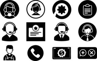 set of Customer service and support icon. support, service, help, business, customer, technology, call, online, contact vector