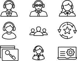 set of Customer service and support icon. support, service, help, business, customer, technology, call, online, contact vector