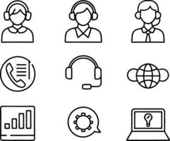 set of Customer service and support icon. support, service, help, business, customer, technology, call, online, contact vector