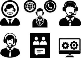 set of Customer service and support icon. support, service, help, business, customer, technology, call, online, contact vector