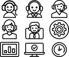 set of Customer service and support icon. support, service, help, business, customer, technology, call, online, contact vector
