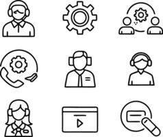 set of Customer service and support icon. support, service, help, business, customer, technology, call, online, contact vector
